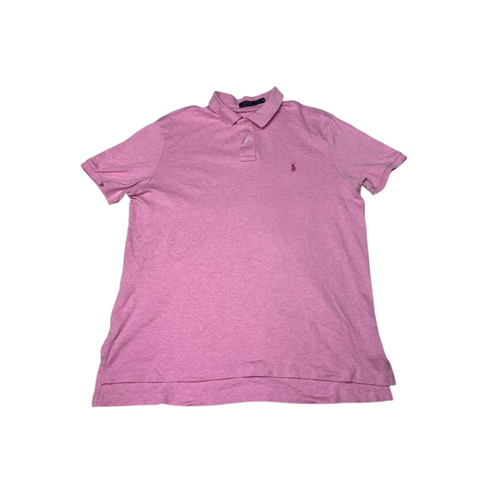 Polo Ralph Lauren Pink Heathered Short Sleeve Polo Shirt Mens XL